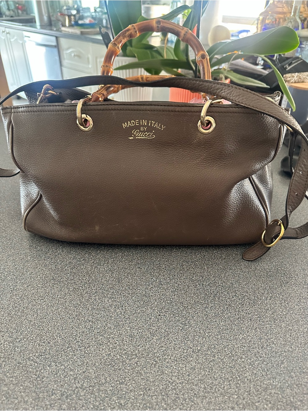 Gucci Chocolate Brown Leather Satchel with Bamboo Handle
